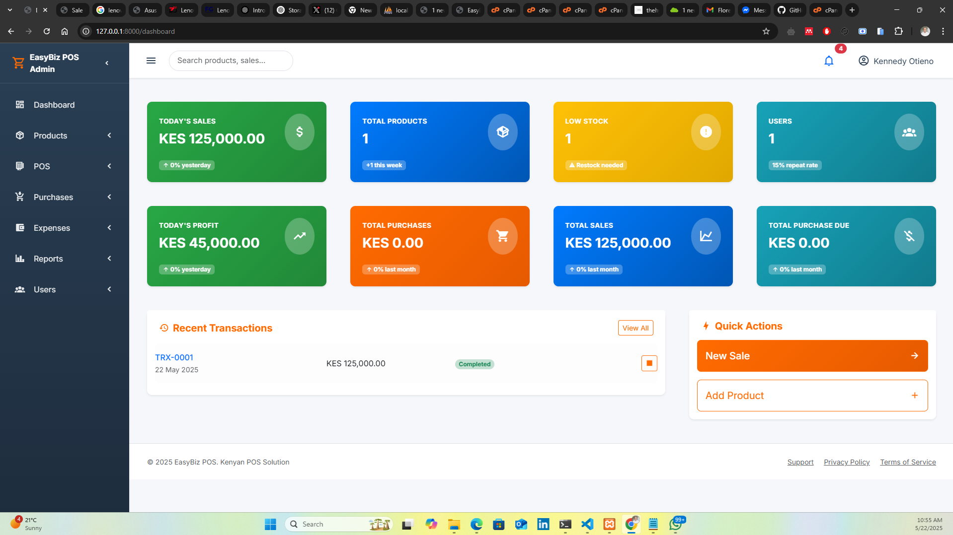 EasyBiz POS Dashboard